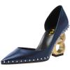 imageFSJ Women Graceful Pointed Toe Studded Rivets DOrsay Pumps Gold Chain High Heel Slip On Ladies Patry Prom Evening Dress Shoes Size 416 USDark Blue
