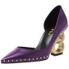 imageFSJ Women Graceful Pointed Toe Studded Rivets DOrsay Pumps Gold Chain High Heel Slip On Ladies Patry Prom Evening Dress Shoes Size 416 USPurple