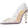 imageFSJ Women Sexy Pearls Transparent Pointed Toe Pumps High Heel with Pearls Slip On Formal Party Dress Wedding Shoes Size 415 USMedium Purple