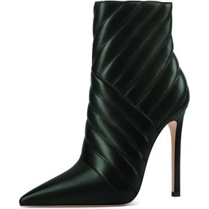 imageFSJ Women Fashion Ankle Boot Sexy Pointed Toe Stiletto High Heel Side Zipper Dressy Short Booties Size 415 USGreen