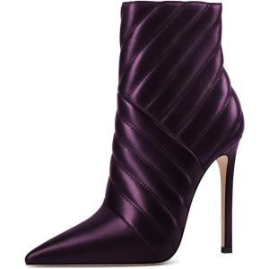 imageFSJ Women Fashion Ankle Boot Sexy Pointed Toe Stiletto High Heel Side Zipper Dressy Short Booties Size 415 USPurple