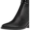 imageFSJ Women Almond Pointed Toe Ankle Boots Chelsea Cut Out Block Chunky Heels Booties with Buckle Ankle Strap Comfort Shoes Size 415 USBlack