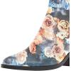 imageFSJ Women Almond Pointed Toe Ankle Boots Chelsea Cut Out Block Chunky Heels Booties with Buckle Ankle Strap Comfort Shoes Size 415 USFlower