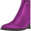 imageFSJ Women Almond Pointed Toe Ankle Boots Chelsea Cut Out Block Chunky Heels Booties with Buckle Ankle Strap Comfort Shoes Size 415 USFuchsia