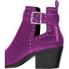 imageFSJ Women Almond Pointed Toe Ankle Boots Chelsea Cut Out Block Chunky Heels Booties with Buckle Ankle Strap Comfort Shoes Size 415 USFuchsia