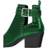imageFSJ Women Almond Pointed Toe Ankle Boots Chelsea Cut Out Block Chunky Heels Booties with Buckle Ankle Strap Comfort Shoes Size 415 USGreen