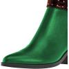imageFSJ Women Almond Pointed Toe Ankle Boots Chelsea Cut Out Block Chunky Heels Booties with Buckle Ankle Strap Comfort Shoes Size 415 USGreenbrown