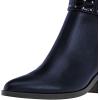 imageFSJ Women Almond Pointed Toe Ankle Boots Chelsea Cut Out Block Chunky Heels Booties with Buckle Ankle Strap Comfort Shoes Size 415 USNavy