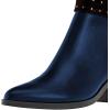 imageFSJ Women Almond Pointed Toe Ankle Boots Chelsea Cut Out Block Chunky Heels Booties with Buckle Ankle Strap Comfort Shoes Size 415 USNavybrown