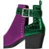 imageFSJ Women Almond Pointed Toe Ankle Boots Chelsea Cut Out Block Chunky Heels Booties with Buckle Ankle Strap Comfort Shoes Size 415 USPurplegreen