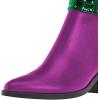 imageFSJ Women Almond Pointed Toe Ankle Boots Chelsea Cut Out Block Chunky Heels Booties with Buckle Ankle Strap Comfort Shoes Size 415 USPurplegreen