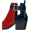 imageFSJ Women Almond Pointed Toe Ankle Boots Chelsea Cut Out Block Chunky Heels Booties with Buckle Ankle Strap Comfort Shoes Size 415 USRednavy