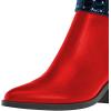 imageFSJ Women Almond Pointed Toe Ankle Boots Chelsea Cut Out Block Chunky Heels Booties with Buckle Ankle Strap Comfort Shoes Size 415 USRednavy