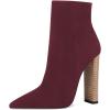 imageFSJ Women Fashion Chunky High Stacked Heels Booties Side Zipper Pointed Toe Ankle Boots Faux Suede Wide Winter Sexy Dress Evening Short Boots Shoes Size 415 USDark Red