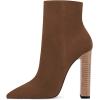 imageFSJ Women Fashion Chunky High Stacked Heels Booties Side Zipper Pointed Toe Ankle Boots Faux Suede Wide Winter Sexy Dress Evening Short Boots Shoes Size 415 USBrown