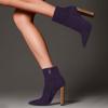 imageFSJ Women Fashion Chunky High Stacked Heels Booties Side Zipper Pointed Toe Ankle Boots Faux Suede Wide Winter Sexy Dress Evening Short Boots Shoes Size 415 USPurple