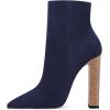 imageFSJ Women Fashion Chunky High Stacked Heels Booties Side Zipper Pointed Toe Ankle Boots Faux Suede Wide Winter Sexy Dress Evening Short Boots Shoes Size 415 USNavy