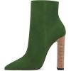 imageFSJ Women Fashion Chunky High Stacked Heels Booties Side Zipper Pointed Toe Ankle Boots Faux Suede Wide Winter Sexy Dress Evening Short Boots Shoes Size 415 USGreen