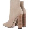 imageFSJ Women Fashion Chunky High Stacked Heels Booties Side Zipper Pointed Toe Ankle Boots Faux Suede Wide Winter Sexy Dress Evening Short Boots Shoes Size 415 USApricot