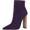 imageFSJ Women Fashion Chunky High Stacked Heels Booties Side Zipper Pointed Toe Ankle Boots Faux Suede Wide Winter Sexy Dress Evening Short Boots Shoes Size 415 USPurple