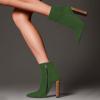 imageFSJ Women Fashion Chunky High Stacked Heels Booties Side Zipper Pointed Toe Ankle Boots Faux Suede Wide Winter Sexy Dress Evening Short Boots Shoes Size 415 USGreen