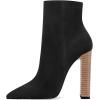 imageFSJ Women Fashion Chunky High Stacked Heels Booties Side Zipper Pointed Toe Ankle Boots Faux Suede Wide Winter Sexy Dress Evening Short Boots Shoes Size 415 USBlack