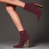 imageFSJ Women Fashion Chunky High Stacked Heels Booties Side Zipper Pointed Toe Ankle Boots Faux Suede Wide Winter Sexy Dress Evening Short Boots Shoes Size 415 USDark Red