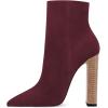 imageFSJ Women Fashion Chunky High Stacked Heels Booties Side Zipper Pointed Toe Ankle Boots Faux Suede Wide Winter Sexy Dress Evening Short Boots Shoes Size 415 USDark Red