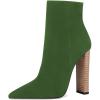 imageFSJ Women Fashion Chunky High Stacked Heels Booties Side Zipper Pointed Toe Ankle Boots Faux Suede Wide Winter Sexy Dress Evening Short Boots Shoes Size 415 USGreen