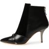 imageFSJ Women Glossy Mid Heel Ankle Boots Pointed Toe Bootie Chelsea Zipper Fall Fashion Winter Shoe Size 415 USBlack