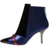 imageFSJ Women Glossy Mid Heel Ankle Boots Pointed Toe Bootie Chelsea Zipper Fall Fashion Winter Shoe Size 415 USBlue Black