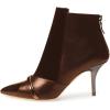 imageFSJ Women Glossy Mid Heel Ankle Boots Pointed Toe Bootie Chelsea Zipper Fall Fashion Winter Shoe Size 415 USBrown