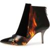 imageFSJ Women Glossy Mid Heel Ankle Boots Pointed Toe Bootie Chelsea Zipper Fall Fashion Winter Shoe Size 415 USFlame