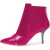 imageFSJ Women Glossy Mid Heel Ankle Boots Pointed Toe Bootie Chelsea Zipper Fall Fashion Winter Shoe Size 415 USFuchsia