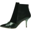 imageFSJ Women Glossy Mid Heel Ankle Boots Pointed Toe Bootie Chelsea Zipper Fall Fashion Winter Shoe Size 415 USGreen