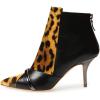 imageFSJ Women Glossy Mid Heel Ankle Boots Pointed Toe Bootie Chelsea Zipper Fall Fashion Winter Shoe Size 415 USLeopard