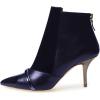 imageFSJ Women Glossy Mid Heel Ankle Boots Pointed Toe Bootie Chelsea Zipper Fall Fashion Winter Shoe Size 415 USNavy