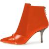 imageFSJ Women Glossy Mid Heel Ankle Boots Pointed Toe Bootie Chelsea Zipper Fall Fashion Winter Shoe Size 415 USOrange