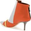 imageFSJ Women Glossy Mid Heel Ankle Boots Pointed Toe Bootie Chelsea Zipper Fall Fashion Winter Shoe Size 415 USOrange White