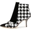 imageFSJ Women Glossy Mid Heel Ankle Boots Pointed Toe Bootie Chelsea Zipper Fall Fashion Winter Shoe Size 415 USPlaid