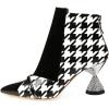 imageFSJ Women Glossy Mid Heel Ankle Boots Pointed Toe Bootie Chelsea Zipper Fall Fashion Winter Shoe Size 415 USPlaid Crystal Heel