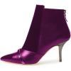 imageFSJ Women Glossy Mid Heel Ankle Boots Pointed Toe Bootie Chelsea Zipper Fall Fashion Winter Shoe Size 415 USPurple