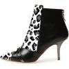 imageFSJ Women Glossy Mid Heel Ankle Boots Pointed Toe Bootie Chelsea Zipper Fall Fashion Winter Shoe Size 415 USWhite Black