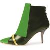 imageFSJ Women Glossy Mid Heel Ankle Boots Pointed Toe Bootie Chelsea Zipper Fall Fashion Winter Shoe Size 415 USYellow Green