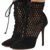 imageFSJ Women Gorgeous Cutout Ankle Boots High Heels Stiletto Lace up Bootie Round Toe Evening Party Shoes Size 415 USBlack