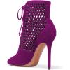 imageFSJ Women Gorgeous Cutout Ankle Boots High Heels Stiletto Lace up Bootie Round Toe Evening Party Shoes Size 415 USFuchsia