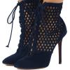 imageFSJ Women Gorgeous Cutout Ankle Boots High Heels Stiletto Lace up Bootie Round Toe Evening Party Shoes Size 415 USNavy