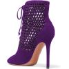 imageFSJ Women Gorgeous Cutout Ankle Boots High Heels Stiletto Lace up Bootie Round Toe Evening Party Shoes Size 415 USPurple