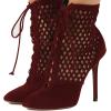 imageFSJ Women Gorgeous Cutout Ankle Boots High Heels Stiletto Lace up Bootie Round Toe Evening Party Shoes Size 415 USWine Red