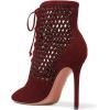 imageFSJ Women Gorgeous Cutout Ankle Boots High Heels Stiletto Lace up Bootie Round Toe Evening Party Shoes Size 415 USWine Red